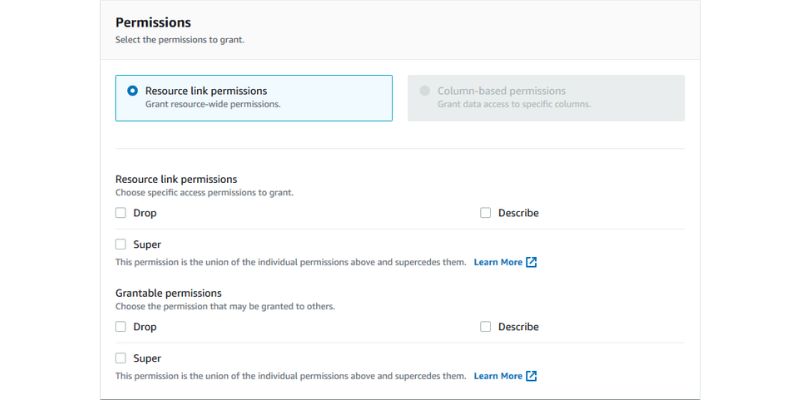 Grant permissions for AWS resource access