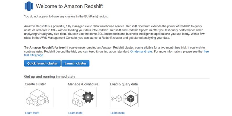 Launch a Redshift cluster